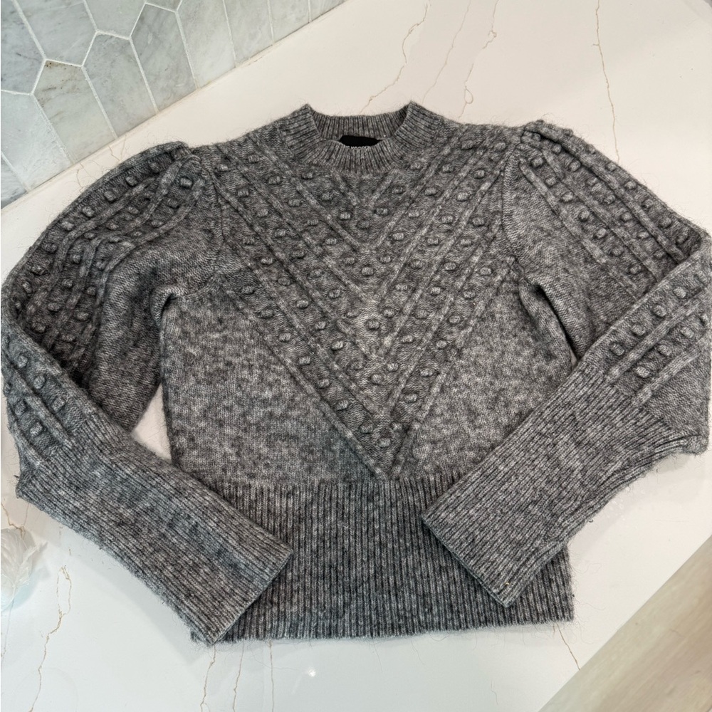 The Kooples Gray Wool Blend Textured Knit Sweater Size 4 US